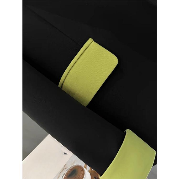 Fashionable Black Contrast Joint Suit Jacket, Casual and Trendy for Spring and Autumn, French-Styled Women's Blazer