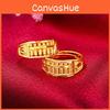 Vietnamese Sand Vintage Gold Abacus Open Ring Elegant Brass Gold Plated Jewelry Gift Women For