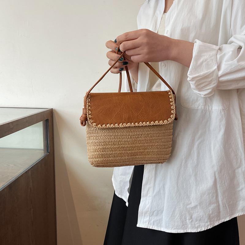 Сумка-мессенджер из бумажной веревки, плетеная вручную, для женщин, леди, пляж, маленькая сумка через плечо, сумка для отдыха, кошелек
