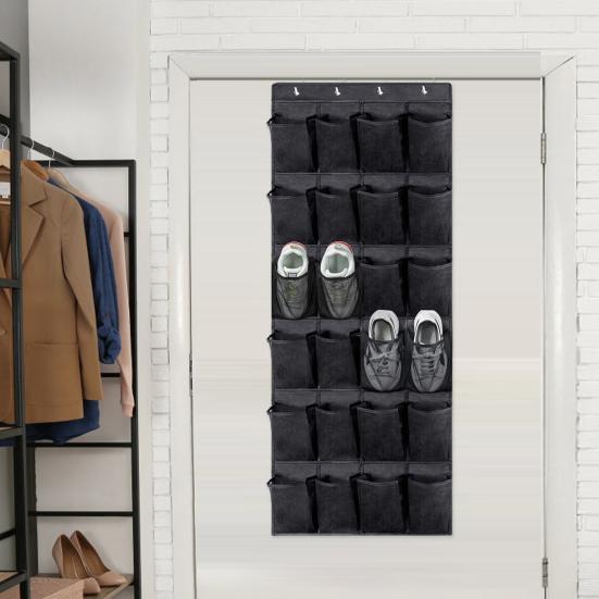 Non-woven Fabric Hanging Bag with Hook 24 Mesh Pocket 6 Layers Large Capacity Foldable Over Door Hanging Hat Shoe Storage Pouch Organizer Home