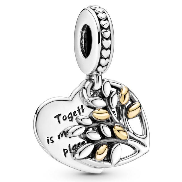 Новинка, подвеска из стерлингового серебра 925 пробы, от руки, мама, сердце и крылья ангела, подвеска в виде генеалогического дерева, бусина, подходит для модного браслета, ювелирные изделия своими руками