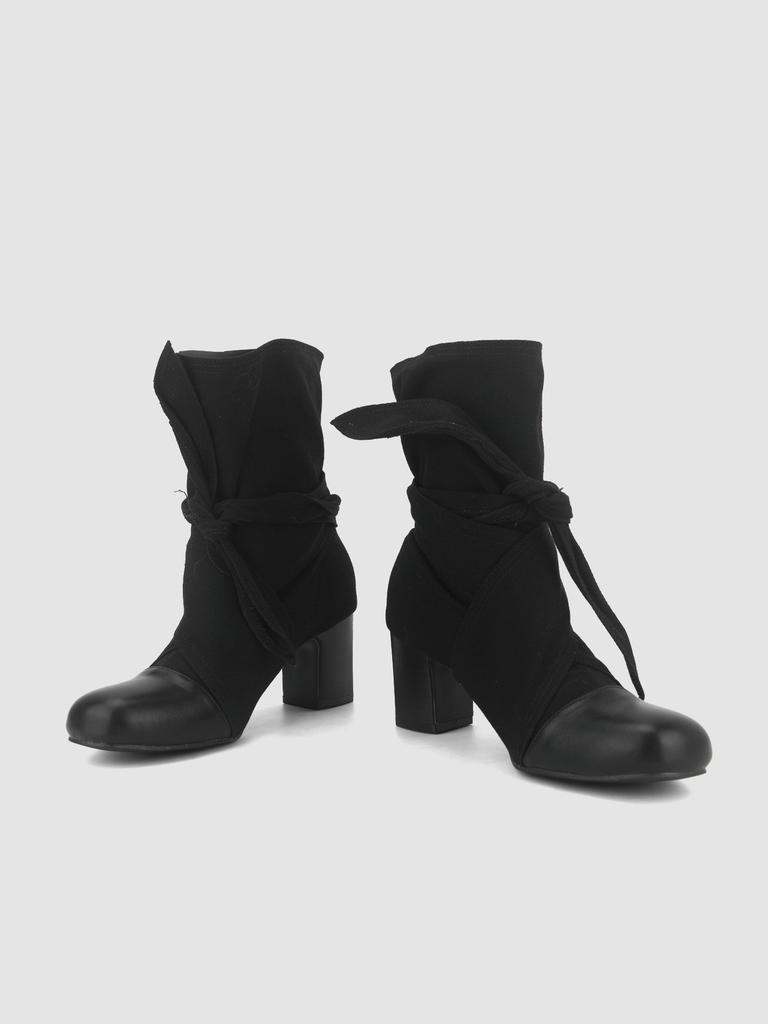 Fashion 2025 New Canvas Butterfly-Knot Square Heels Boots Women Round Toe Slip-On Modern Boots Women High Heels Western Ankle Boot