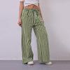 Женские брюки с завязками на резинке и широкими штанинами, контрастные цветные полосатые принты, низкая талия, повседневные пляжные брюки для отпуска
