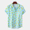 Hawaiian Style Shirt Men's Loose 3D Lemon Print Short Sleeve Quick Dry Beach Casual Party Holiday Men Oversized Striped Shirts