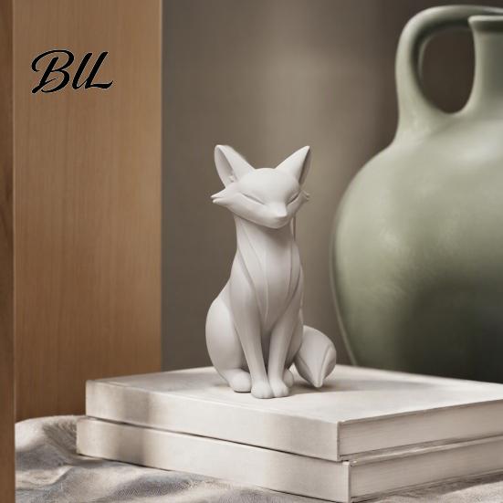 Quiet Style Interior Ornaments 3D Printed Minimalist Fox Sculpture, Elegant Figurine, Matte Modern Sculpture Desktop Ornament for Living Room Entryway