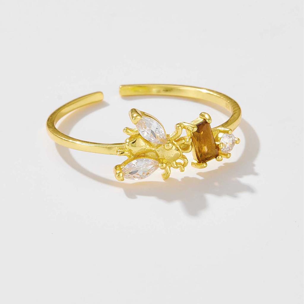 ANDYWEN Стерлингового Серебра 925 Пчелы Регулируемое Кольцо Женские Ювелирные Изделия Животных Легкие Ювелирные Изделия Для Свадьбы Ювелирные Изделия