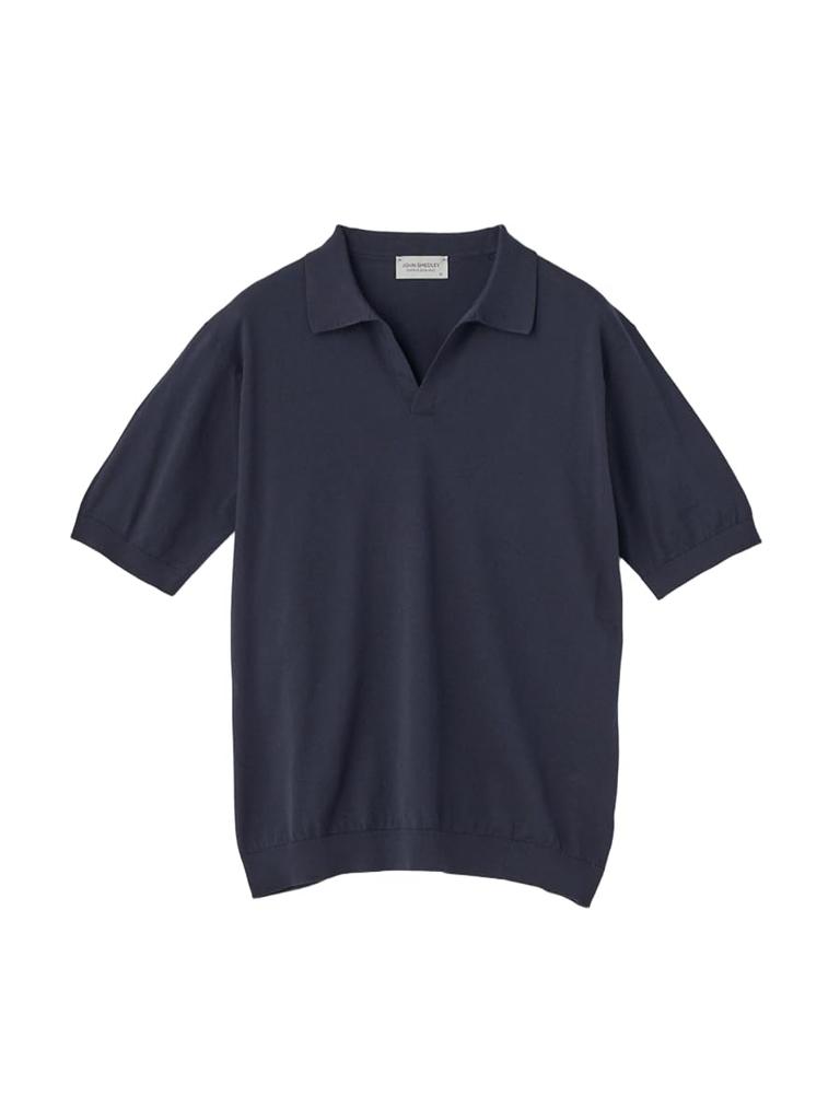 JOHN SMEDLEY Трикотажный пуловер с коротким рукавом-поло, Хлопок, Syres, Темно-синий, Размер M