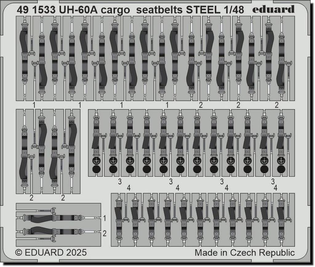 Eduard 1/48 UH-60A Cargo Seatbelt, Stainless Steel (for ICM), Plastic Model Kit Parts, EDU491533 (Airplane)