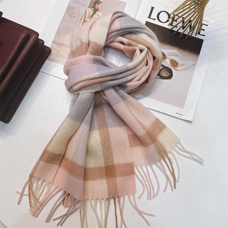 100% Wool Plaid Scarf for Women and Men - Warm, Stylish Gift for Winter