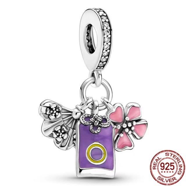 Подвеска-клипса, подвеска из стерлингового серебра 925 пробы, подходит для браслета, женский ювелирный подарок, красочный единорог, радуга