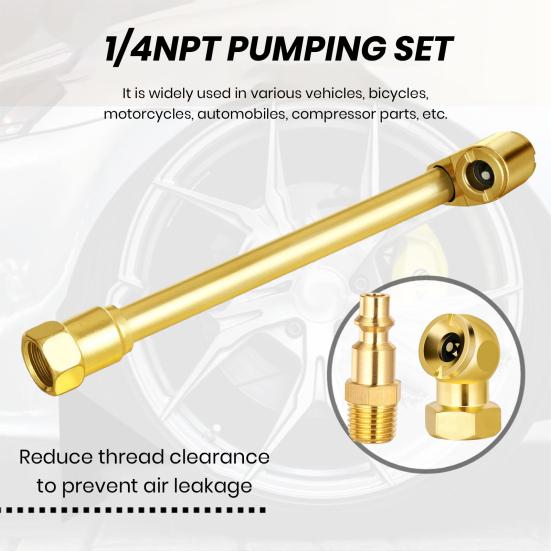 Набор из 4 шт. воздушного патрона с двойной головкой и закрытой шариковой шиной, воздушный патрон с резьбой 1/4 дюйма NPT, лента с штепсельной вилкой, адаптер для сверхмощного шинного патрона, манометр, компрессор