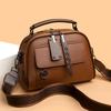 Popular Soft Leather Small Square Bag Handbag Women's New Simple and Versatile Double-layer Large-capacity Shoulder Messenger Bag