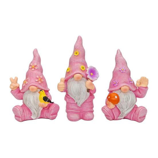 3 шт./набор Фигурки гномов с цветами Коллекционные гномы в цветочных шляпах Украшения Настольные статуэтки гномов для украшения дома, шкафа, полки