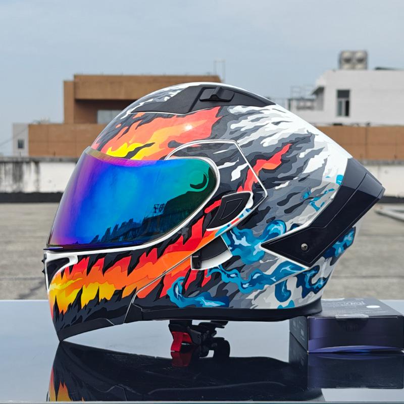 New Motorcycle Helmet Men's Face Helmet Women's Locomotive Full Helmet Summer Double Lens Universal In All Seasons