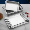 304 Thicked Stainless Steel Food Storage Tray Rectangle Oven Cake Bread Plate Flat Bottom Dishes Kitchen Tools