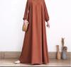 2024 Middle East Muslim Women's Puff Sleeve Dress with Zipper Placket and Elastic Cuffs