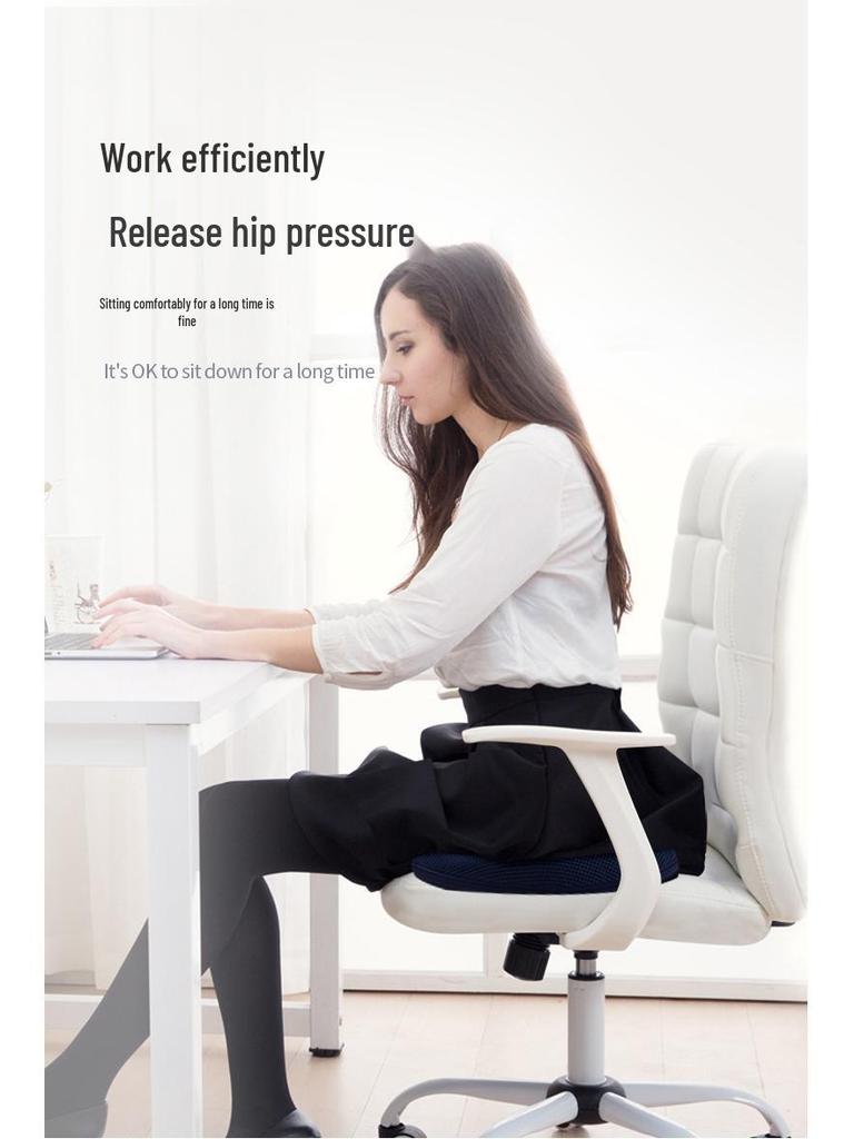 Memory Foam Breathable Cushion for Office Chair and Car - Relieves Long Sitting Discomfort