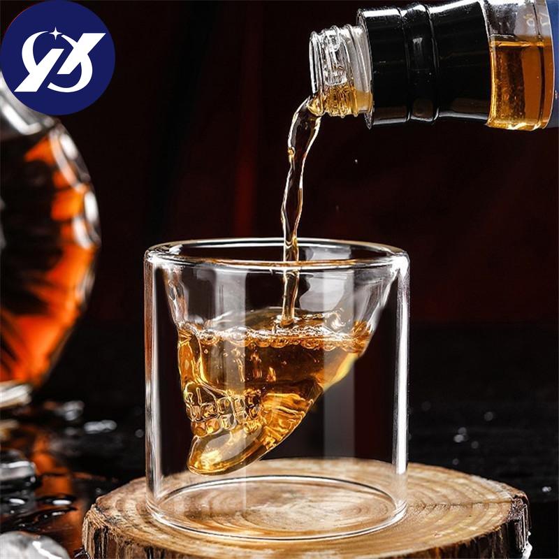 Кофейная кружка Двойной кристалл Череп Голова Стеклянная чашка W skey Вино Водка Бар Клуб Пиво Бокал для вина