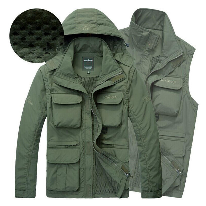 Winter Windbreaker Snow Warm Removable Sleeve Jacket Men Military Men's Down Parkas Coat