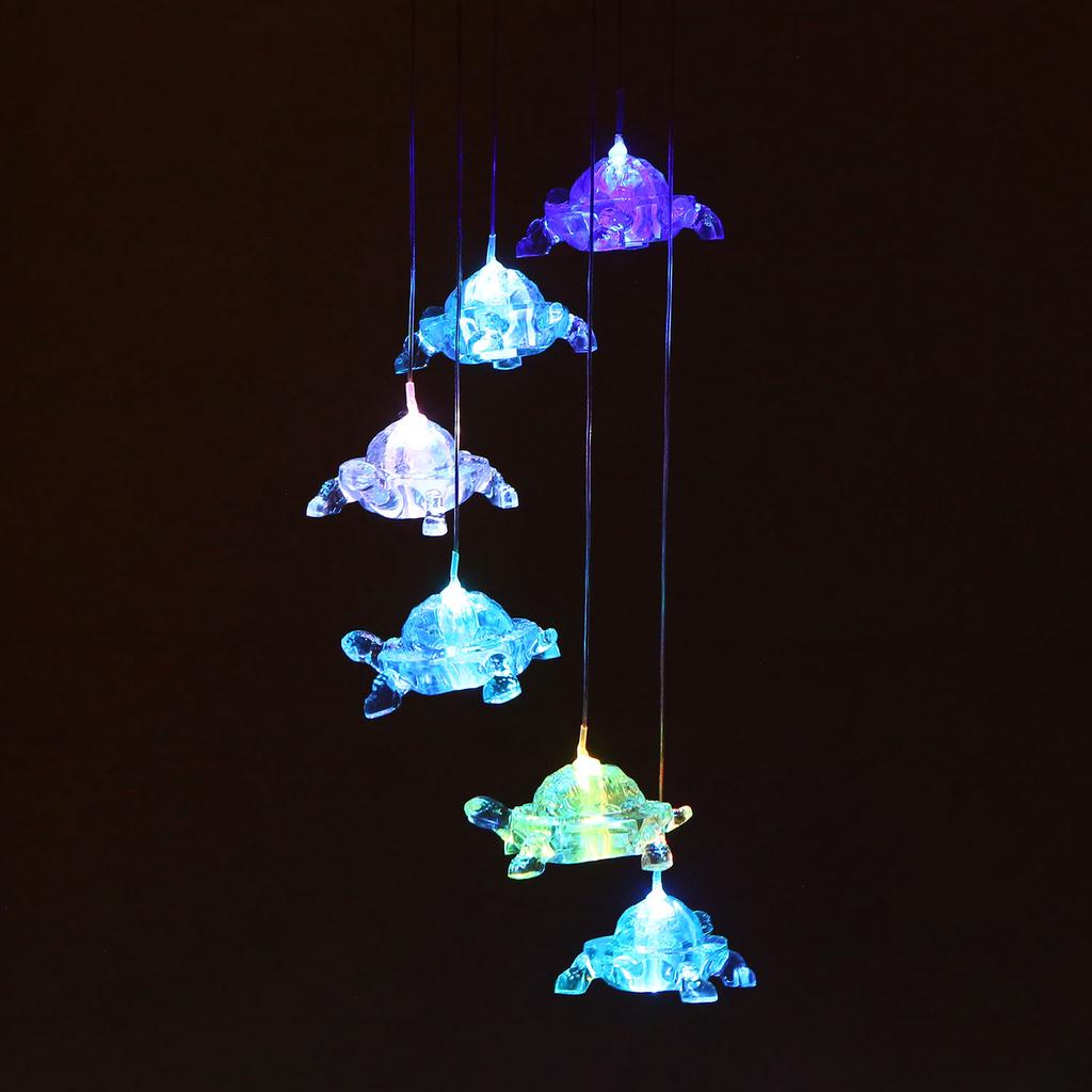 Solar Turtles Hanging Lamp Wind Chime Pendant Light IP44 Mixcolor Slow Flashing