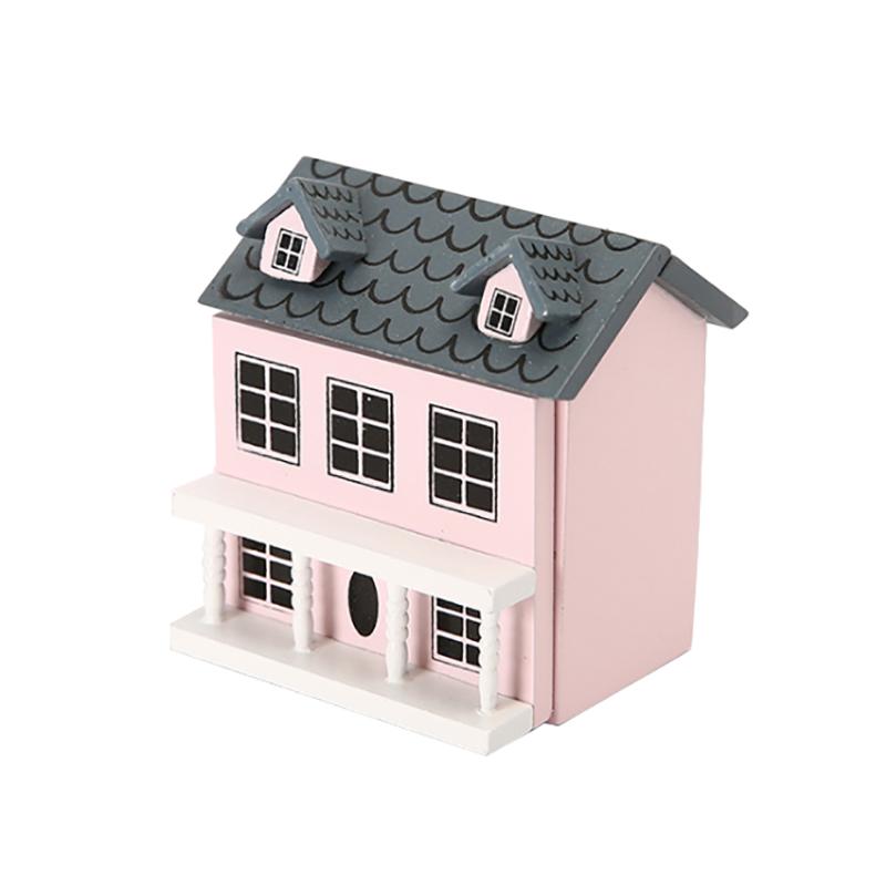 1/12 Dollhouse Miniature Villa Toys Children Lovely House With Movable Grey Roof