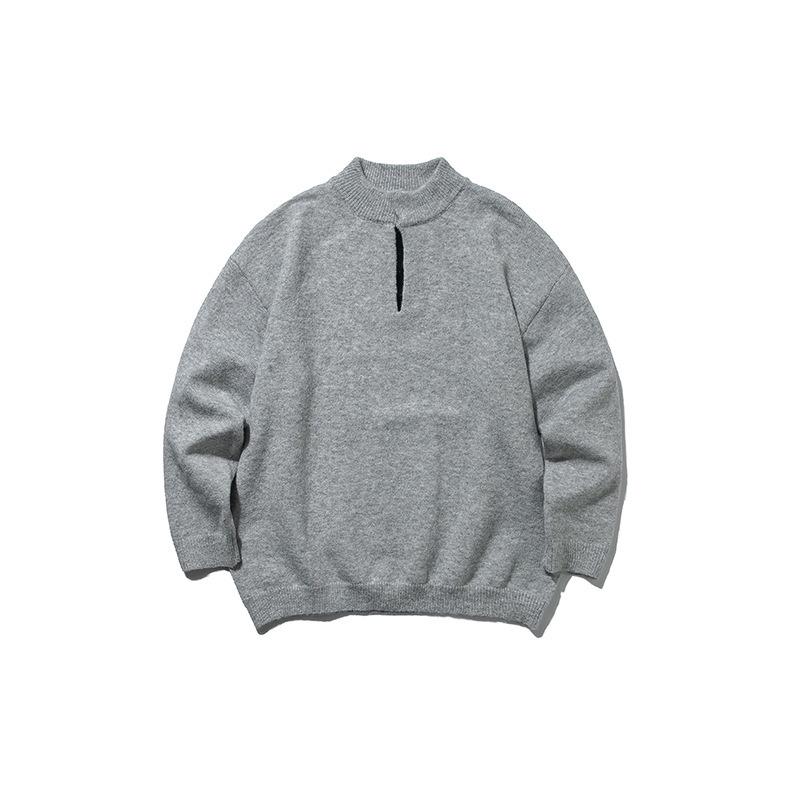 QIYOU 2025 Autumn Japanese Retro Unisex Half High Neck Sweater