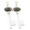 [P9654] - Designer Earrings 'Clé Des Possibles' Silver Taupe - 60x15 Mm
