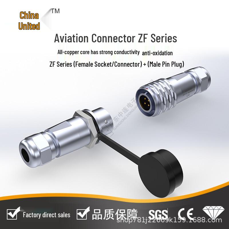 ZF Aviation 4-контактный круглый водозащищенный быстроразъемный медный соединитель для связи и навигации