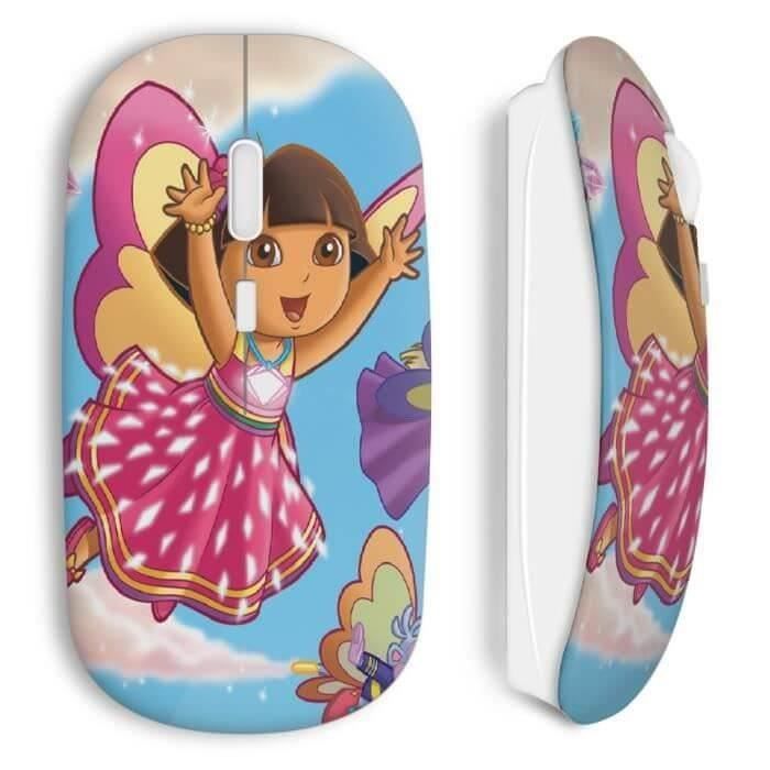 Souris sans fil - Dora l'exploratrice - Rose - Compatible Mac et PC - Clé USB wifi incluse