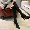Мода Новые Женские Высокие Каблуки Слипоны Ботфорты Сексуальные Длинные Сапоги Женская Платформа До Щиколотки Лоскутная Замша Два Способа Носки Большой Размер 35-42