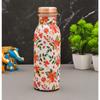Flower Printed Pure Copper Water Bottle, Durable & Rust Free Copper Vessel, Anti-Oxidant Material, Ideal for Home and Office Purpose - 500 Ml