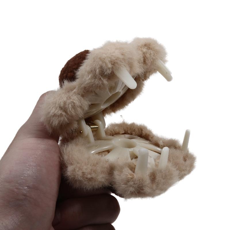 Fashionable Vintage Autumn Winter Shark Clip Plush Flower Hair Clip Simple Hair Crab Claw Hair Accessories Girls Headdress Gift