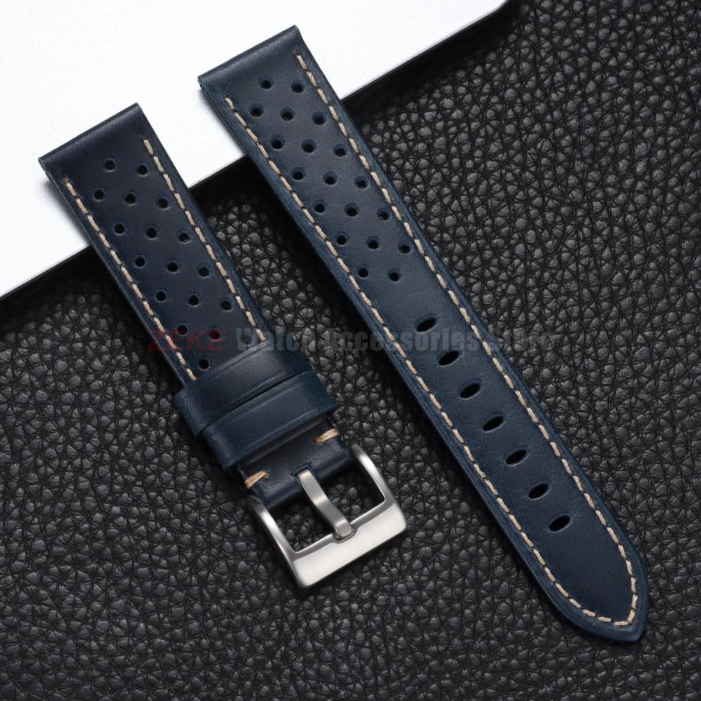 20mm 22mm Vintage Oil Wax Genuine Leather Watch Strap 18mm 24mm Universal Cowhide Watchbands Breathable Bracelet Sport Wristbelt
