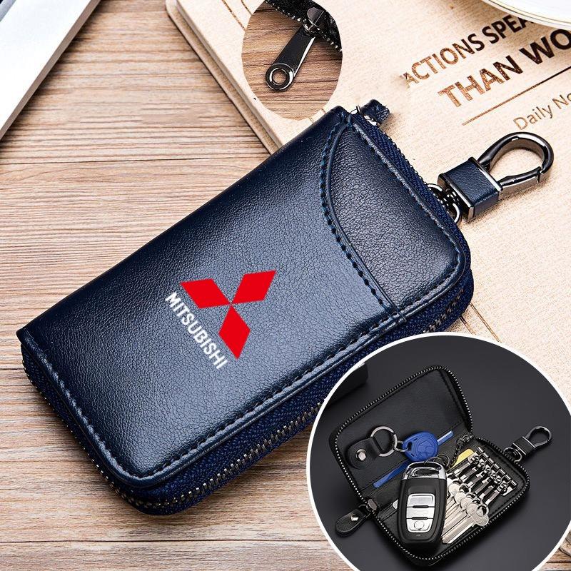 Кожаный чехол-брелок для автомобильного ключа с логотипом автомобиля для Mitsubishi Outlander Lancer 9 10 ASX L200 Pajero Mirage Montero Eclipse