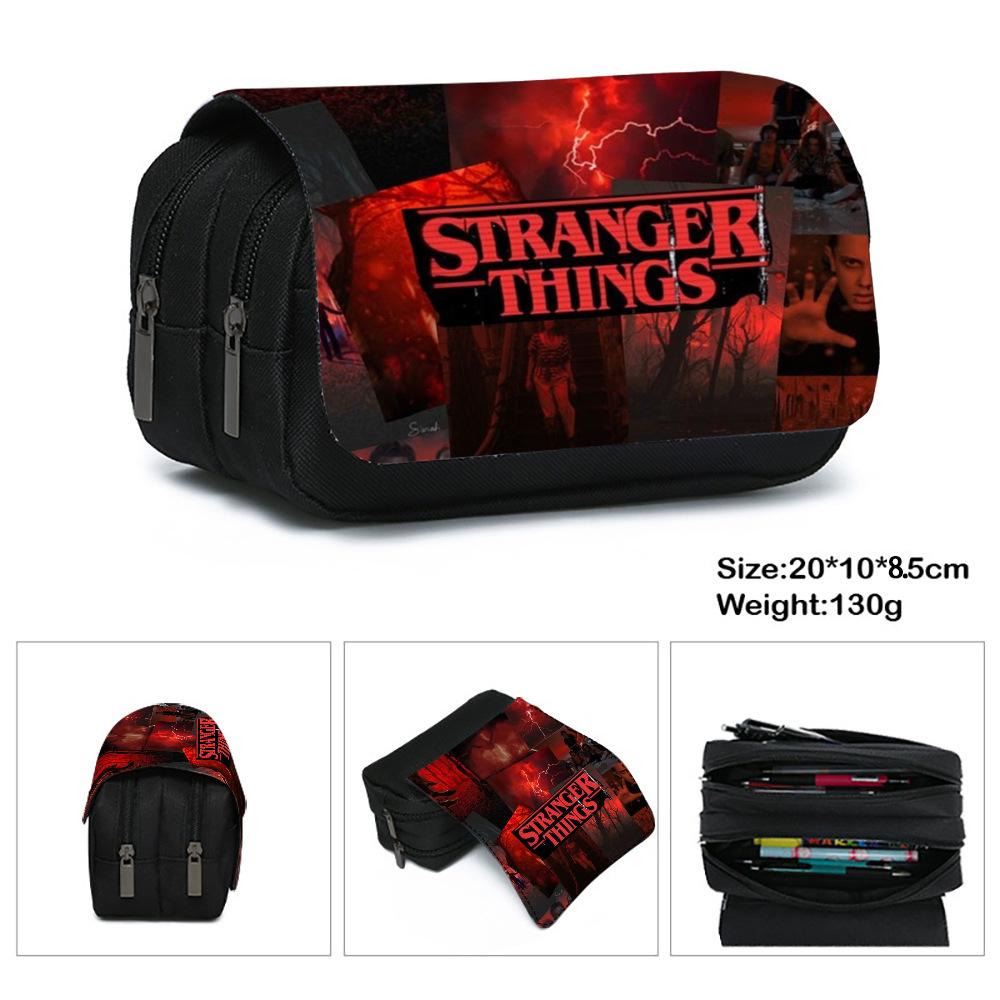 Пенал Stranger Things 5, Большая вместимость, Многослойное хранение, Износостойкая Оксфордская ткань, Школьная сумка для канцелярских принадлежностей