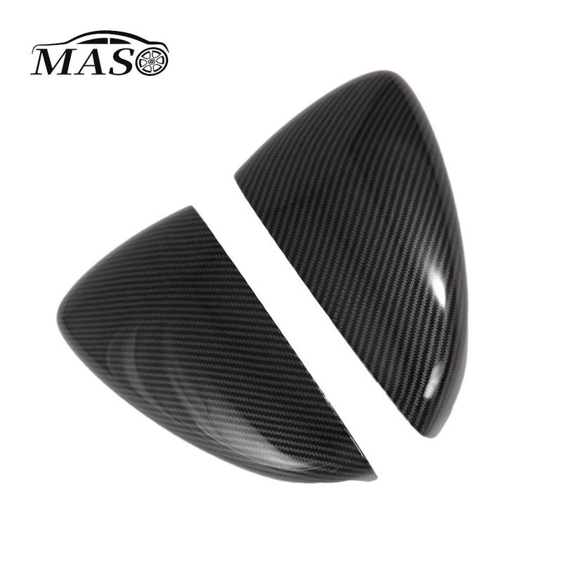 1 Pair Bright Carbon Fiber Black Car Side RearView Mirror Cover Trims Left Right for Mazda 3 Sedan Hatchback