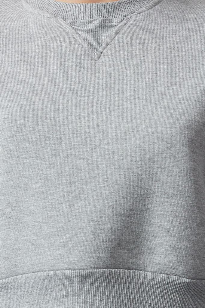 Women's Fashionable Stylish Sweatshirt Purple Thick Fleece Inside Relaxed Wide Fit Crop Basic Knitted Sweatshirt