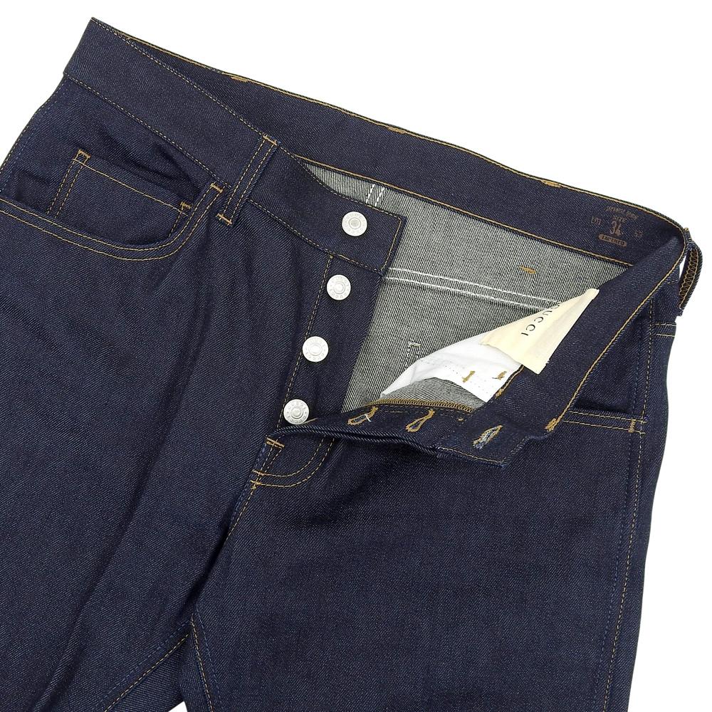 Gucci Мужские джинсы из жесткого денима индиго в отличном состоянии с деталями в виде паутины и застежкой на пуговицах, размер 34, 430368 XR188 Низ 34 ИндигоПоношенный