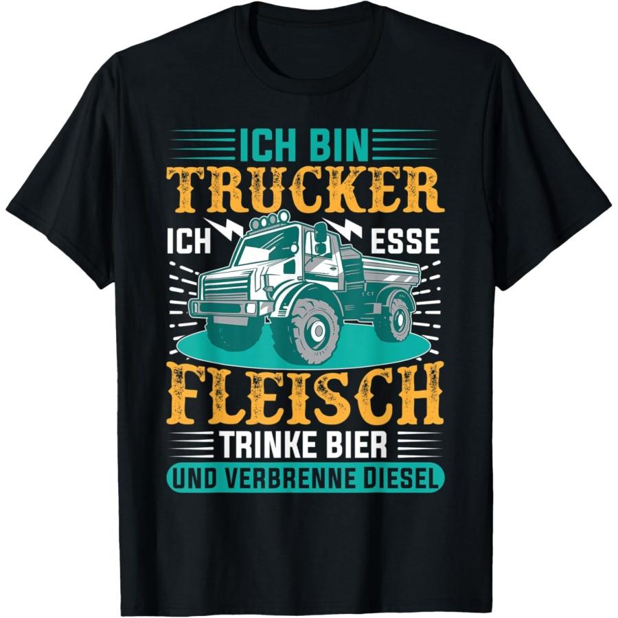 Мужская футболка Ich Bin Trucker Esse Fleisch Drinke Beer (Я Водитель Грузовика Ем Мясо Пью Пиво)