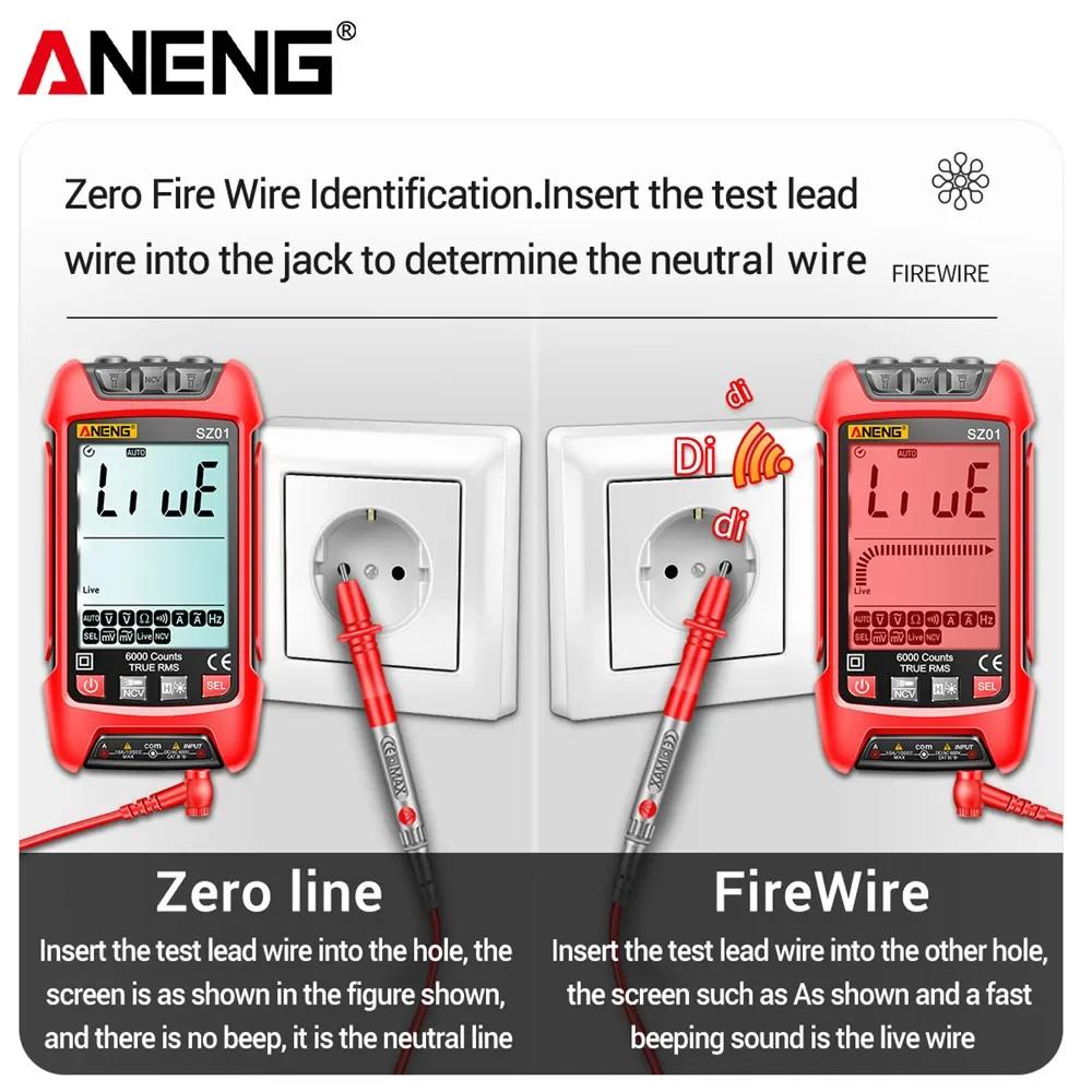 Portable Intelligent Digital Multimeter 6000 Count  ANENG SZ01 AC/DC Current Voltage Tester Electric Capacitance Meter Electrician Tools with Lights