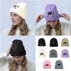 Knit Hats Embroidered Cat Knit Beanies for Women Hip Hop Hat Unique Cartoon Cat Props Skull Caps for Trendsetting