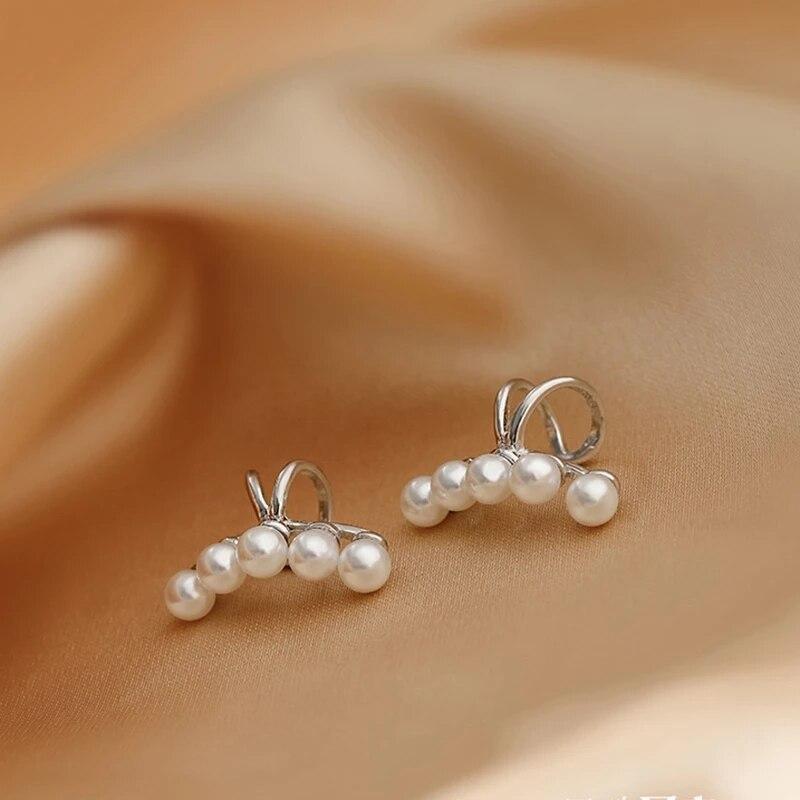925 Sterling Silver Multi-Pearl Ear Clip Female Temperament Without Pierced Fashion Jewelry EH242