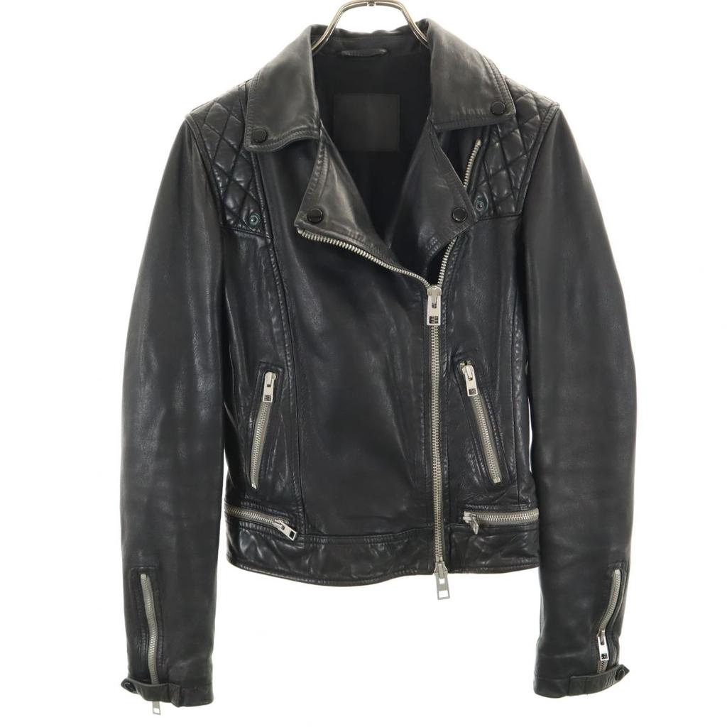 AllSaints Sheep Leather Leather Double Riders Jacket 34 Black Women Used
