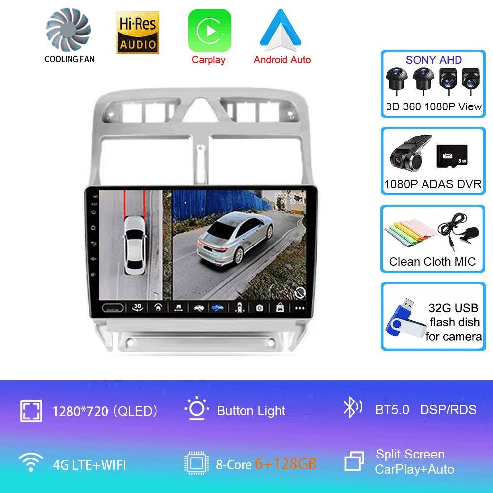 Car Radio Android 14 For Peugeot 307 1 2001 - 2008 Multimedia Video Player Navigation GPS No 2din 2 Din DVD