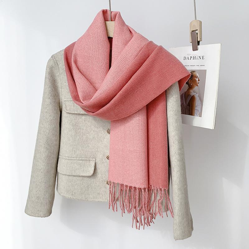 35 цветов 2024 осень и зима новый двухсторонний однотонный искусственный кашемировый кисточный платок утолщенный теплый шарф для мужчин и женщин