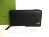 Auth Marmont GG Black Leather Round Zip Long Wallet #9800  Refurbished