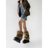 Women's Leg Covers Western Cowboy Style Fur Leg Covers Brown Retro Hot Girl Fur Socks Long Fur Boots Socks Warm and Slim