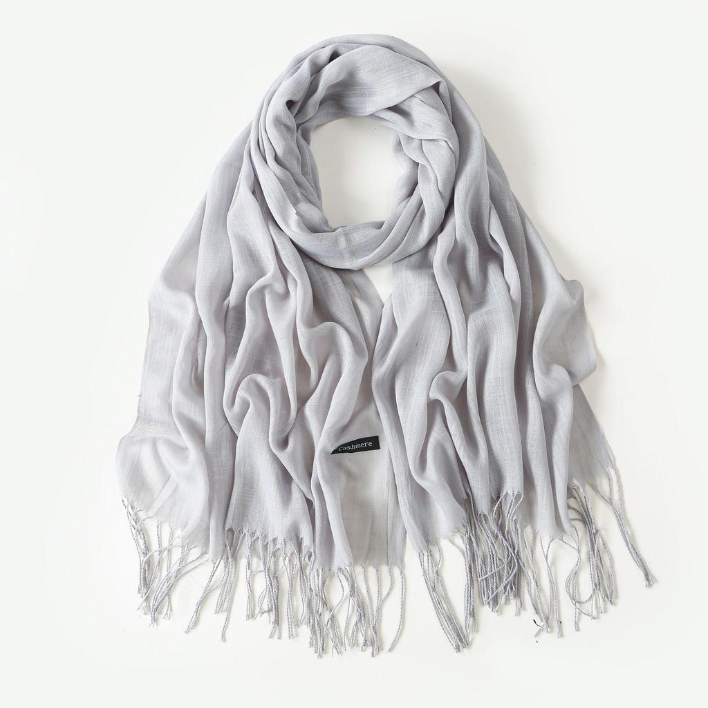 Шелковый солнцезащитный шарф: Модная шаль из бамбуковой пряжи с кисточками