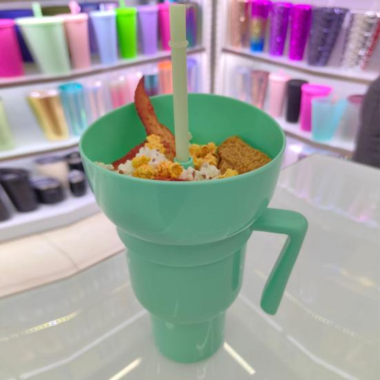 Snack And Drink Cup with Straw Lightweight Stadium Tumbler Portable
