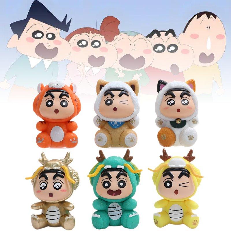 Shin Crayon 6pcs Chan Toy Doll Pvc Model Desktop Decoration Ornament Gifts Child